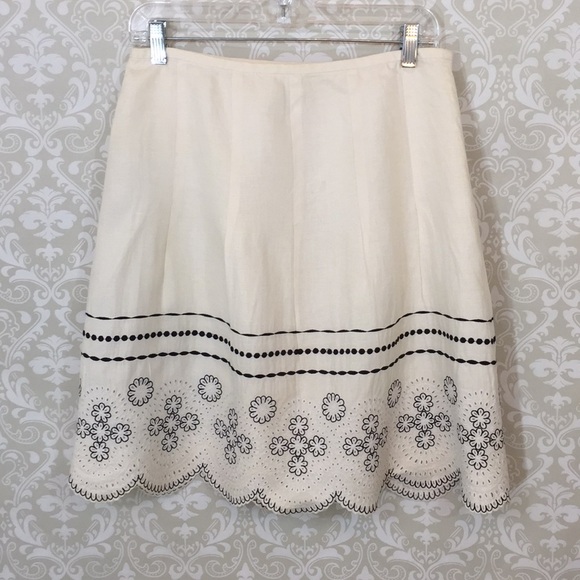 Ann Taylor Dresses & Skirts - {Ann Taylor LOFT} Cream Linen Skrt w/EyeletDetails